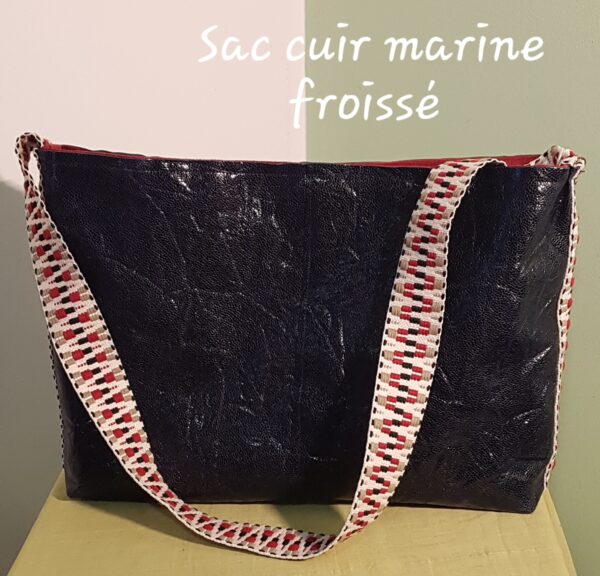 Sac cuir marine effet froissé