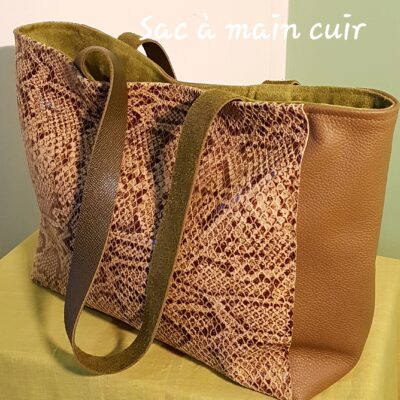 Sac en cuir reptile beige clair