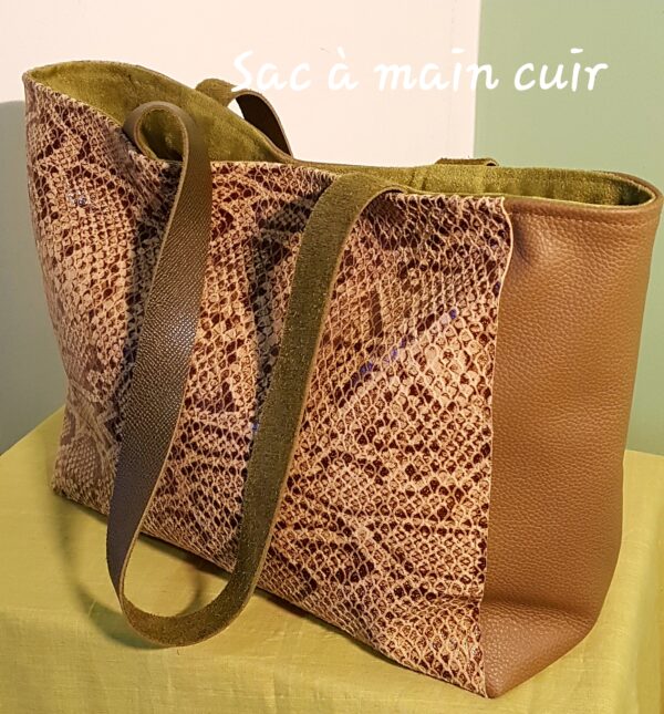 Sac en cuir reptile beige clair