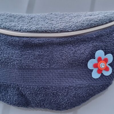 Sac banane taille XL bleu tissu éponge