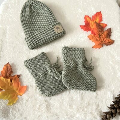 Coffret Bonnet et chaussons en laine mérinos - 3-6 mois