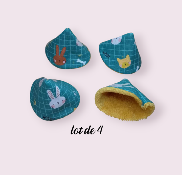 lot de 4 cônes anti pipi, pare pipi, change bébé motif animaux fond vert