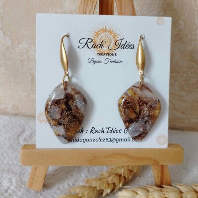 Boucles d'oreilles pâte polymère effets marbrés
