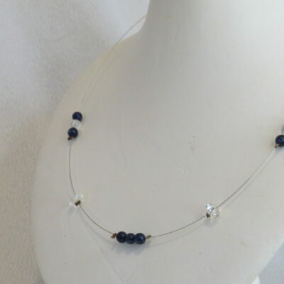 Collier lapis lazuli monté sur câble