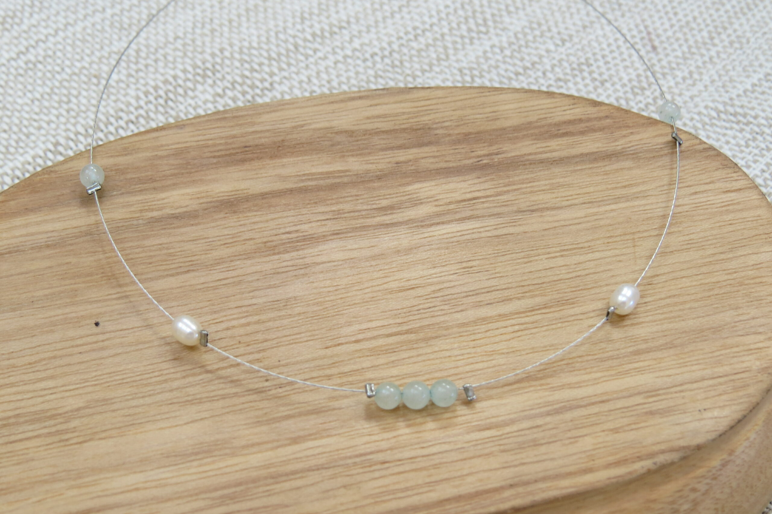 Collier Aigue marine et perle d'eau douce – Image 2