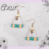 Boucle d'oreilles en perles heishi turquoise et orange, monture dorée