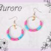 Boucle d'oreilles en perles heishi turquoise et rose, monture dorée