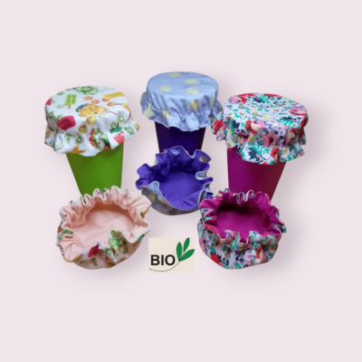 couvre verre, charlotte à verre en coton BIO motifs au choix