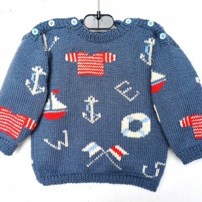 pull bébé 1 an avec des otifq marins