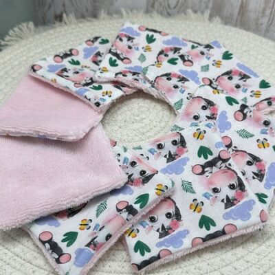 Lingettes lavables bébé motifs savane, animaux savanes éponge bambou, coton, polaire au choix - ATELIERSDISA