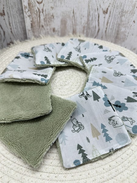 Lingettes lavables bébé motif Winnie l'ourson Disney à partir lot de 8 en éponge coton, bambou, polaire au choix ATELIERSDISA – Image 2