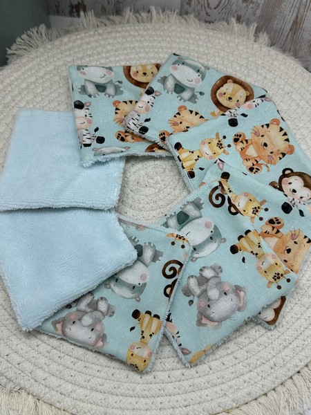 Lingettes lavables bébé motifs animaux savane éponge bambou, coton, polaire au choix - ATELIERSDISA – Image 2