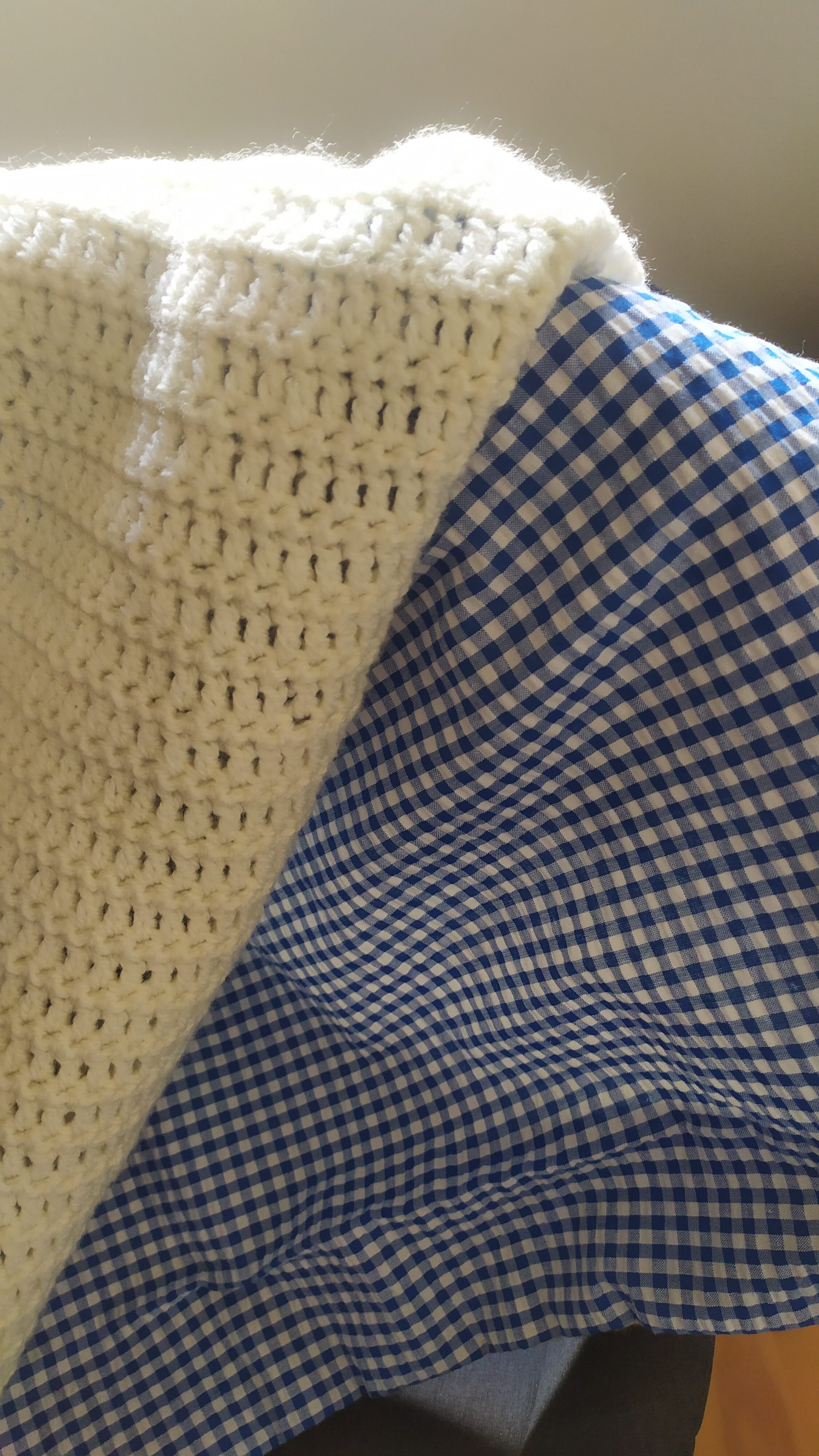 Couverture laine doublée coton vichy pour bébé