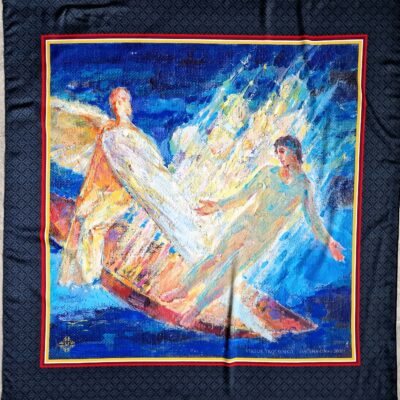 Foulard artistique en soie Armani "Ascension" 70x70cm