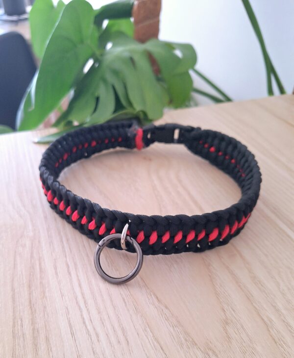 collier chien paracorde noir/rouge