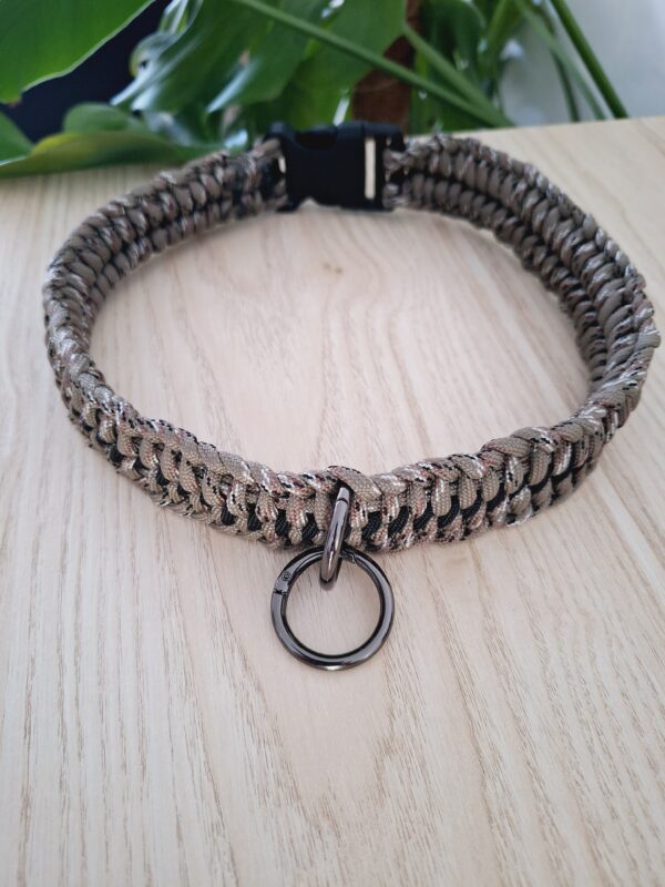 collier chien paracorde kaki/noir