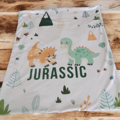 Plaid bébé motif dinosaures – Fait main