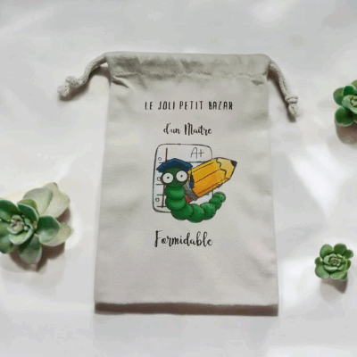 Cadeau maître fin d’année – Sac pochon personnalisé