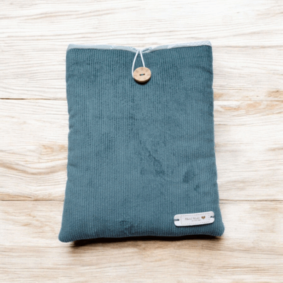 Pochette protège-livre en velours vert – Fait main – Pour tablette, liseuse – Doublure coton au choix