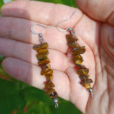 Boucles d'oreilles femme oeil de tigre