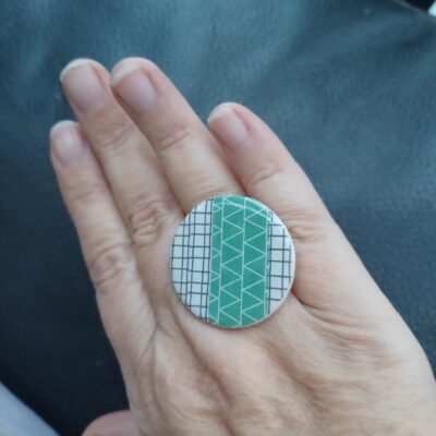 Bague femme graphique vert