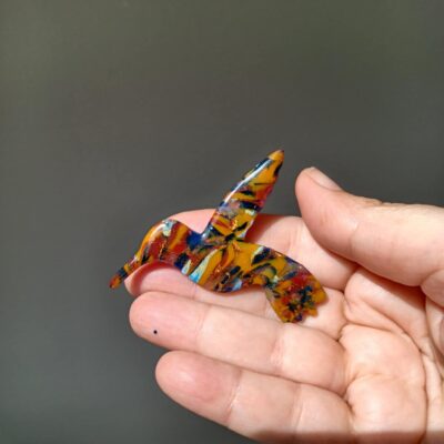 Broche colibri aspect verre