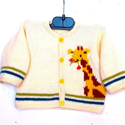 cardigan bébé avec une girafe taille 3 mois