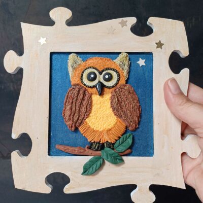 Décoration chambre d'enfant, cadre au hibou