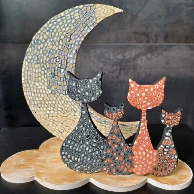 Décoration à poser, famille de chats