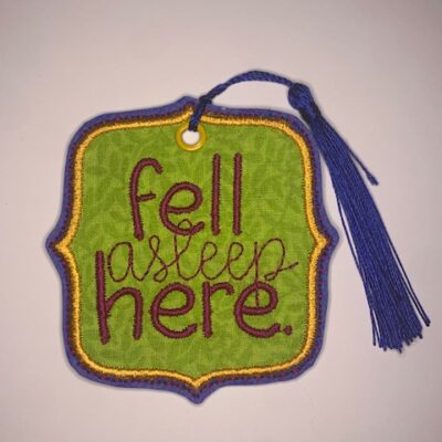 Marque pages "fell asleep here"