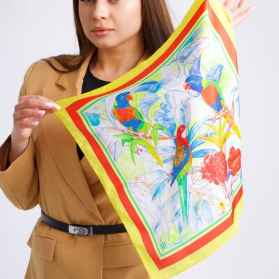 Foulard en soie Armani "Perruches" 40x40cm