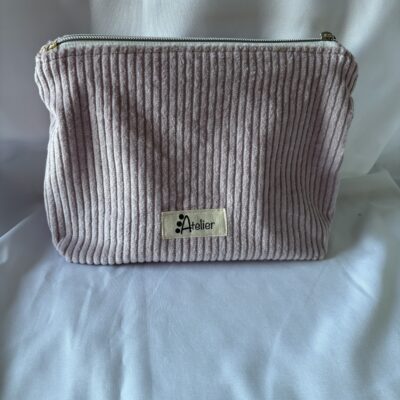 Pochette en velours côtelé rose