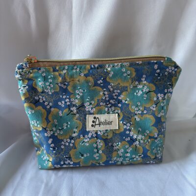 Pochette plate coton motif toile de jouy