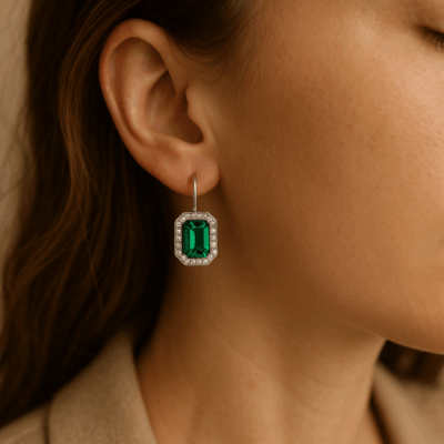 Boucles d'oreilles Vert Emeraude
