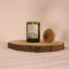 Bougie parfumée artisanale Chardonnay faite main – Flamme de Vignes – bouteille de vin recyclée avec notes de citron, pomme et vanille