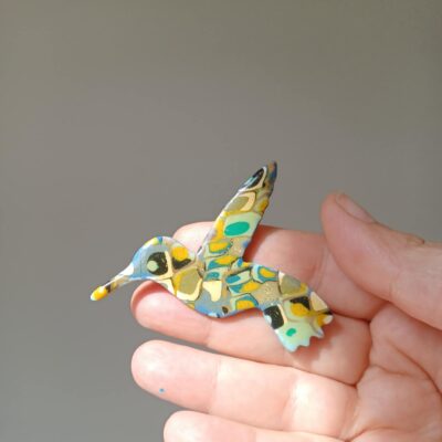 Broche colibri mosaïque
