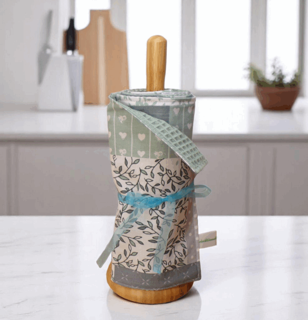 6 feuilles d'essuie-tout lavables, coton imprimé doublé d'éponge nid d'abeille – Image 4