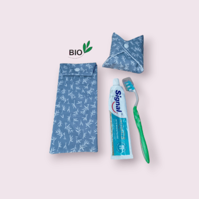 Etui pour brosse à dents et dentifrice nomade en coton biologique modèle au choix