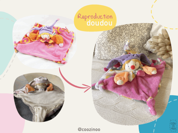 reproduction doudou clown