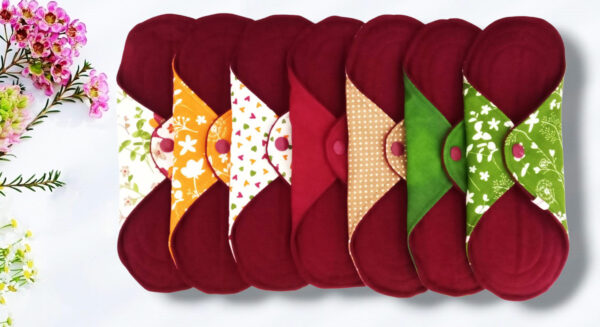 Pack 7 serviettes hygiéniques lavables FLEURS DES CHAMPS (M/ Flux normaux à moyens) - serviettes menstruelles lavables - serviettes menstruelles lavables - Zéro déchet - shl - serviettes périodiques