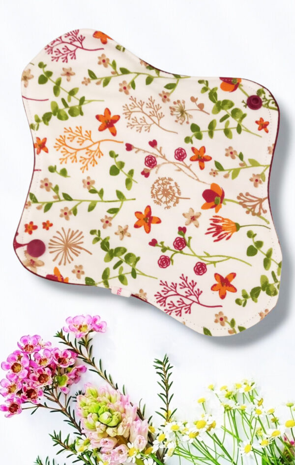Pack 7 serviettes hygiéniques lavables FLEURS DES CHAMPS (M/ Flux normaux à moyens) - serviettes menstruelles lavables - serviettes menstruelles lavables - Zéro déchet - shl - serviettes périodiques
