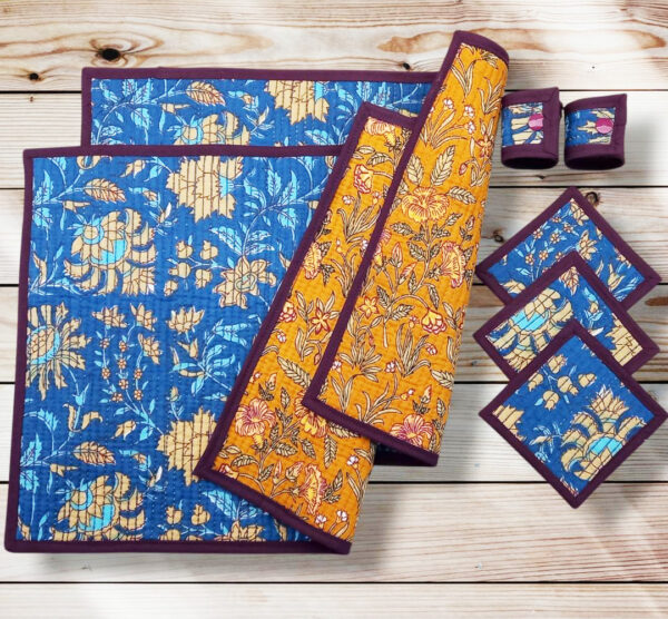 Ensemble sets de table + sous-verres + ronds de serviette ou de set - NIMAJ - Décoration de table bohème