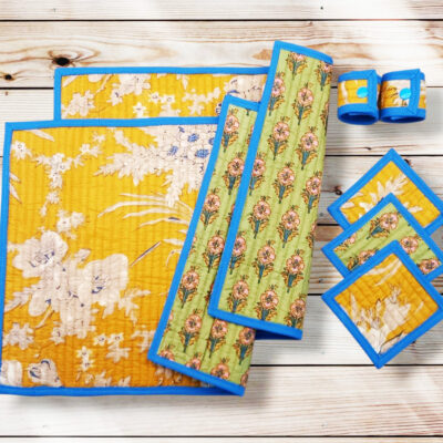 Ensemble sets de table + sous-verres + ronds de serviette ou de set - TAWANG - Décoration de table bohème