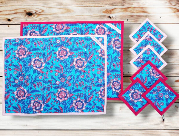Ensemble sets de table + sous-verres - HIMASHAL - Décoration de table bohème