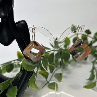 Boucles d’oreilles en pâte polymère « écaille de tortue »