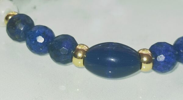 bracelet élastique en lapis lazuli et pierre de lune – Image 3