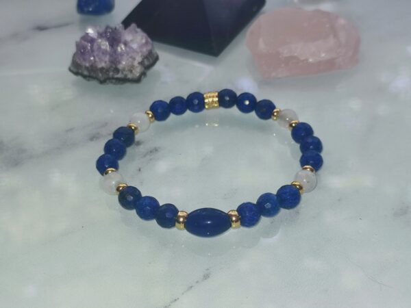 bracelet élastique en lapis lazuli et pierre de lune