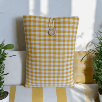 Housse artisanale en coton vichy – Pour livres, liseuses et tablettes