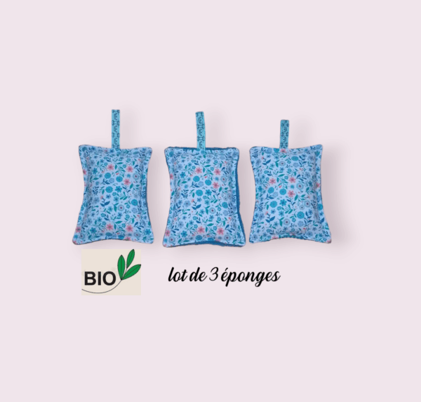 lot de 3 éponges lavables et grattantes coton doublé éponge et nid d'abeille et filet mesh modèle au choix – Image 9