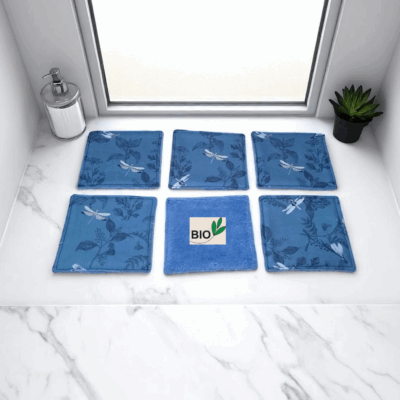 Lot de 6 lingettes en coton et éponge bambou biologique modèle au choix